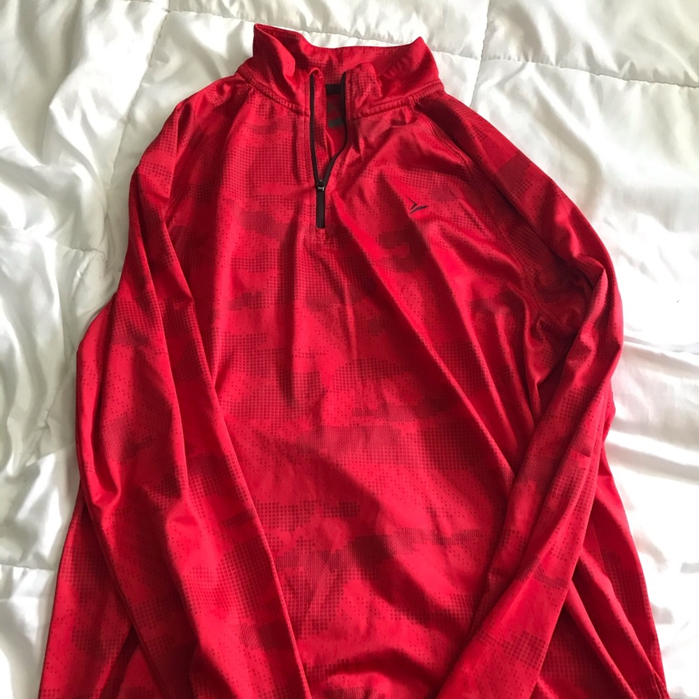 Mens Old Navy Active Red Go-Dry Fleece Quarter Zip